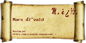 Marx Évald névjegykártya
